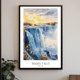 Niagara Falls New York Watercolor Scenic Travel Poster PosterGoat