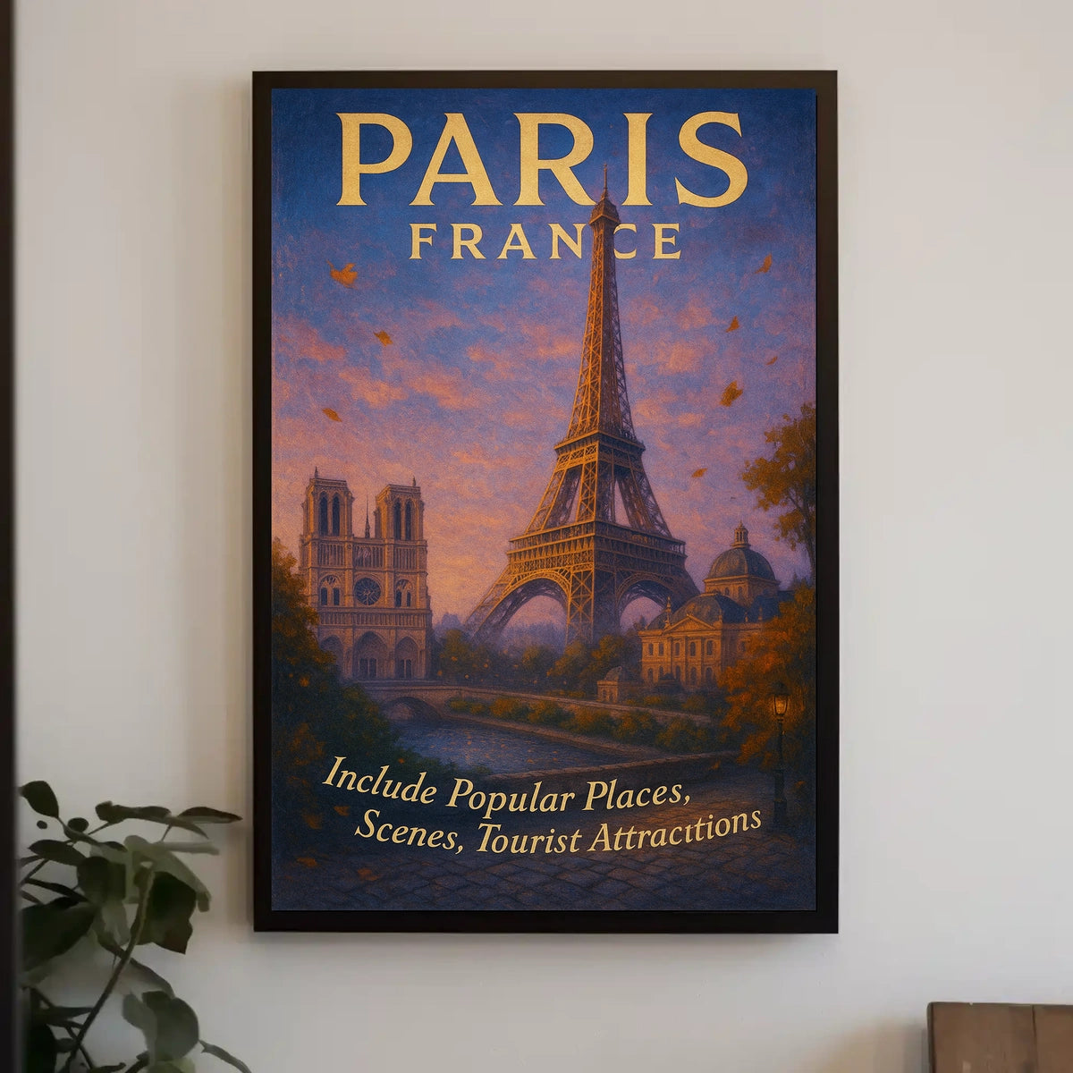 Paris, France Iconic Landmarks Poster