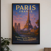 Paris, France Iconic Landmarks Poster
