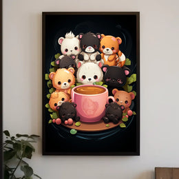 Adorable Bears Cozy Mug Whimsical Poster Art
