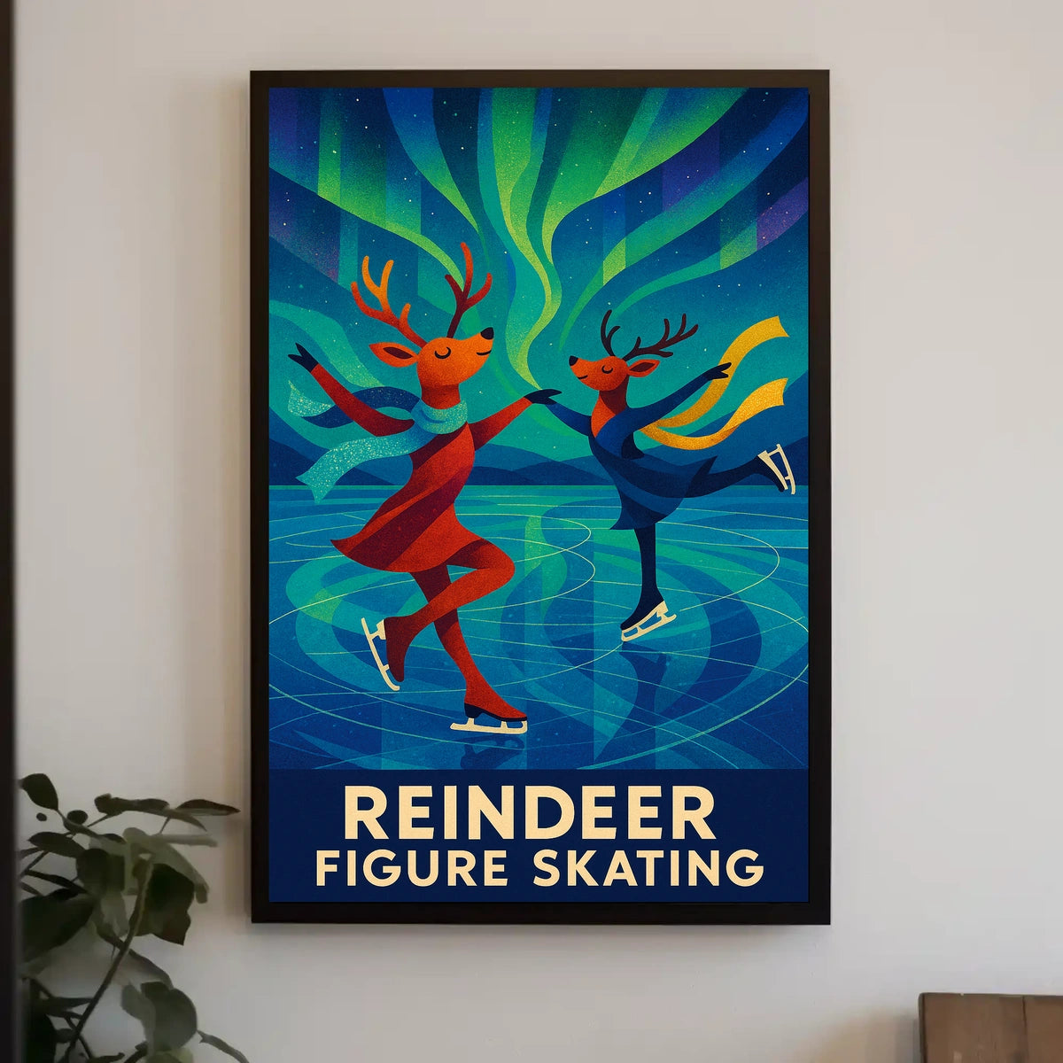 Joyful Reindeer Figure Skating Fantasy Poster