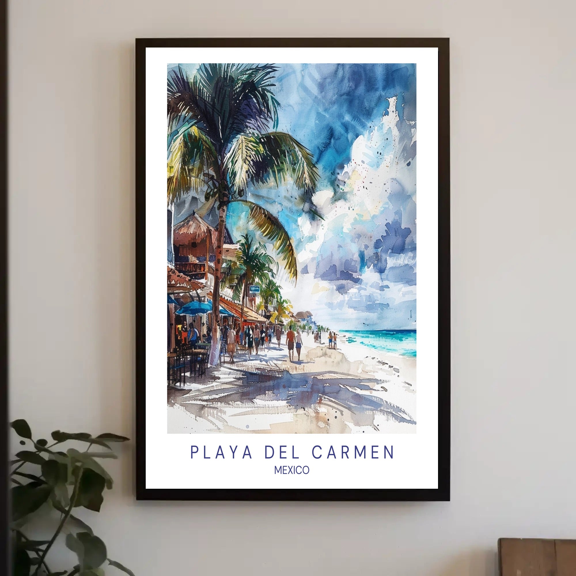 Vibrant Beach Scene in Playa del Carmen Travel Poster PosterGoat