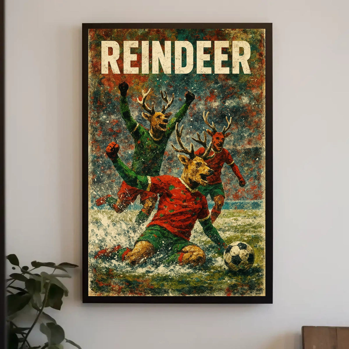 Reindeer Soccer Celebration Poster