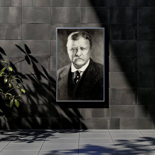 Theodore Roosevelt Portrait Drawing Vintage Poster