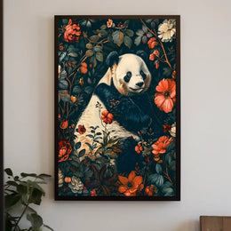 Peaceful Panda in a Botanical Wonderland Animal Poster