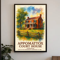Appomattox Court House Historic Watercolor Poster Art