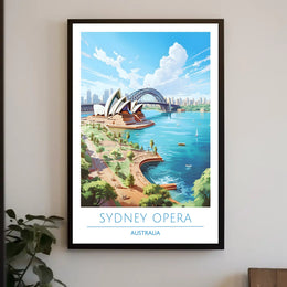 Sydney's Iconic Beauty: Opera House and Bridge Travel Poster