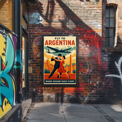 Fly To Argentina Dance And Skyline Travel Poster