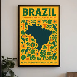 Brazil's Cultural Symbols Vibrant and Modern Poster PosterGoat