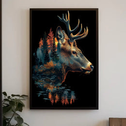 Deer and Nature Surreal Art Poster Decor