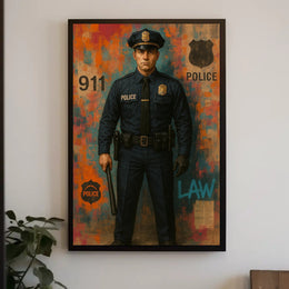 Bold Police Officer Portrait for Law, Order, and Justice Poster