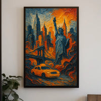 New York City Skyline Poster Modern Travel Wall Art