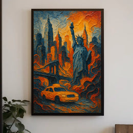 New York City Skyline Poster Modern Travel Wall Art