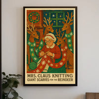 Mrs. Claus Knitting For The Reindeer Poster