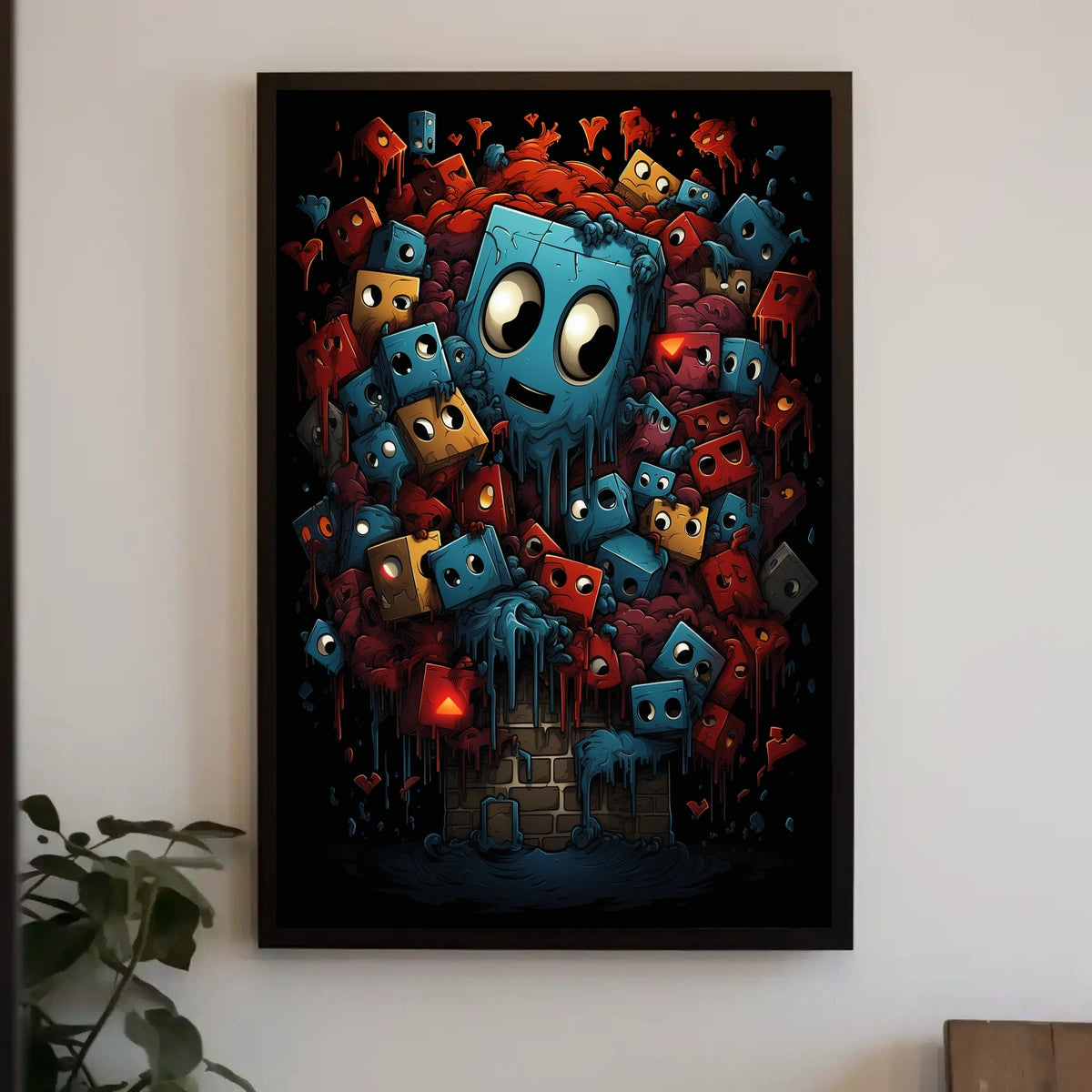 Colorful Cubic Characters Abstract Art Poster