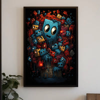 Colorful Cubic Characters Abstract Art Poster