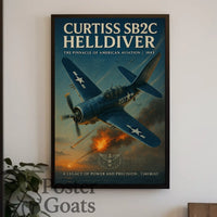 Curtiss SB2C Helldiver Vintage Warfare WWII Poster