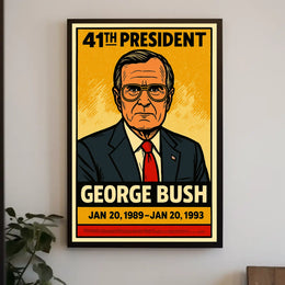George H. W. Bush 41st President of the United States Inked Comic Style Poster