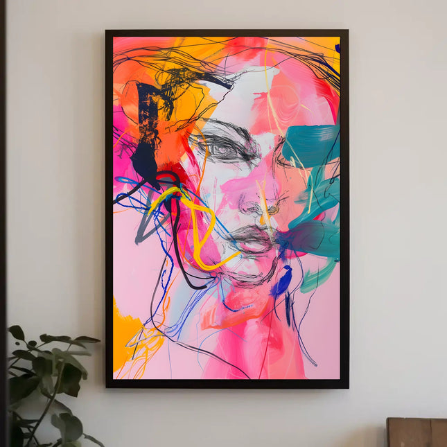 Vibrant Abstract Human Face Art Poster in Abstract Category