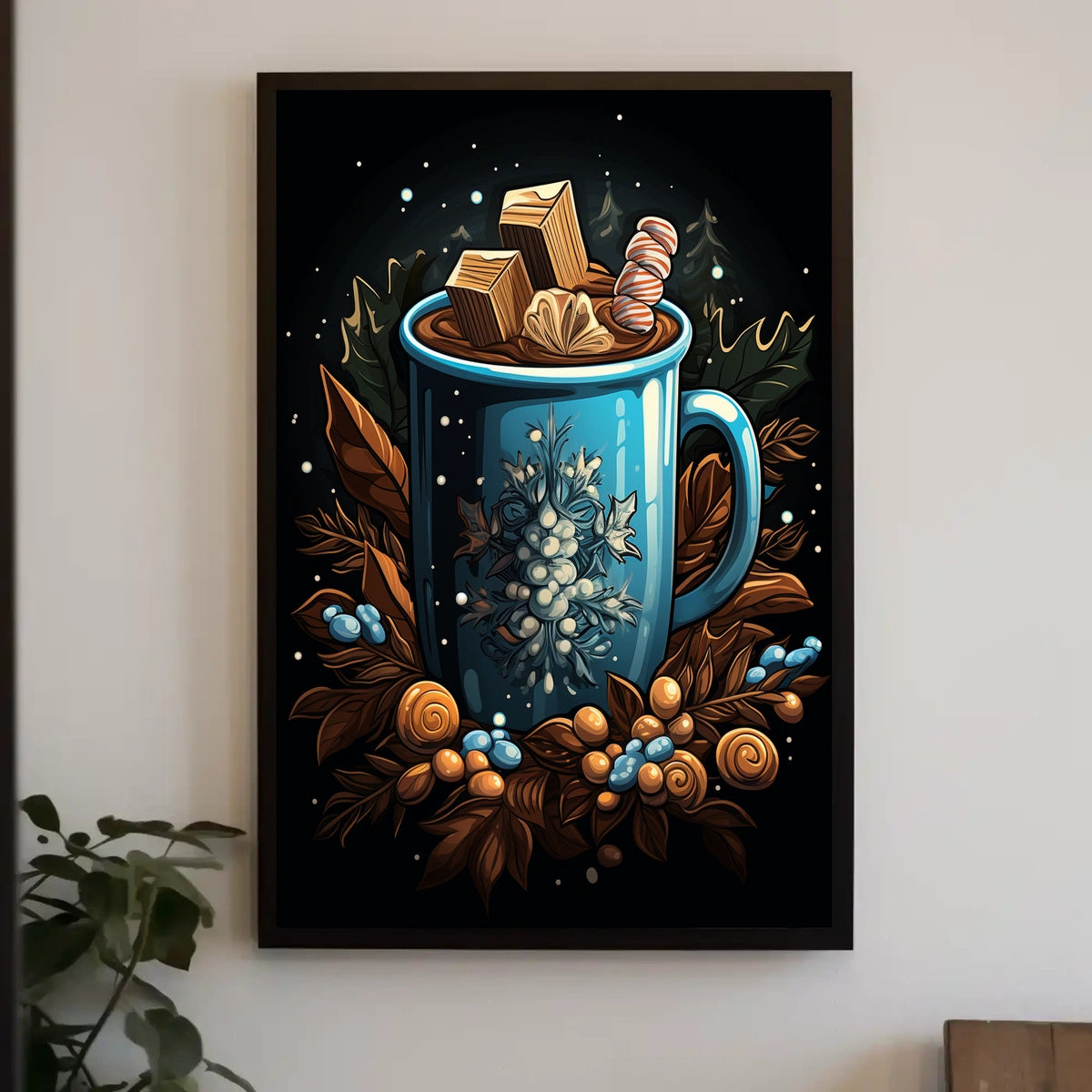Cozy Holiday Mug: Whimsical Abstract or Artistic Poster