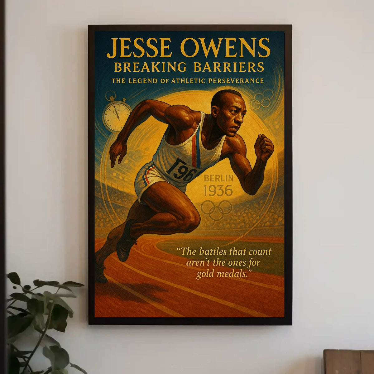 Jesse Owens 1936 Olympics Vintage Motivational Poster