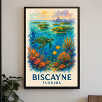 Biscayne Marine Life Watercolor Poster: Florida's Beauty