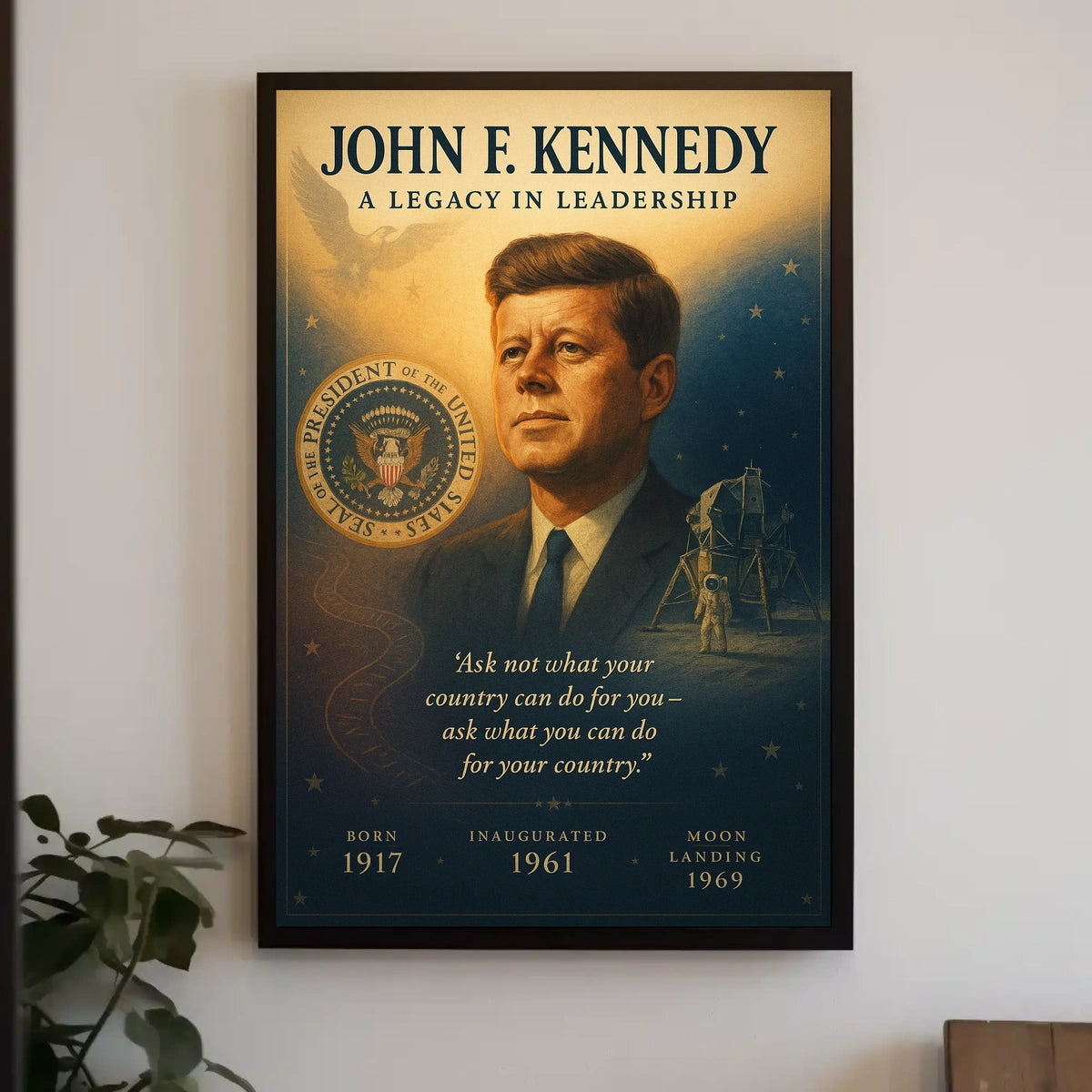 John F. Kennedy Leadership Legacy Vintage Poster