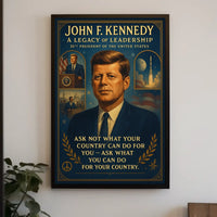 JFK Leadership Legacy Vintage Patriotic Poster Print
