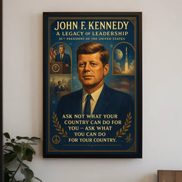 JFK Leadership Legacy Vintage Patriotic Poster Print