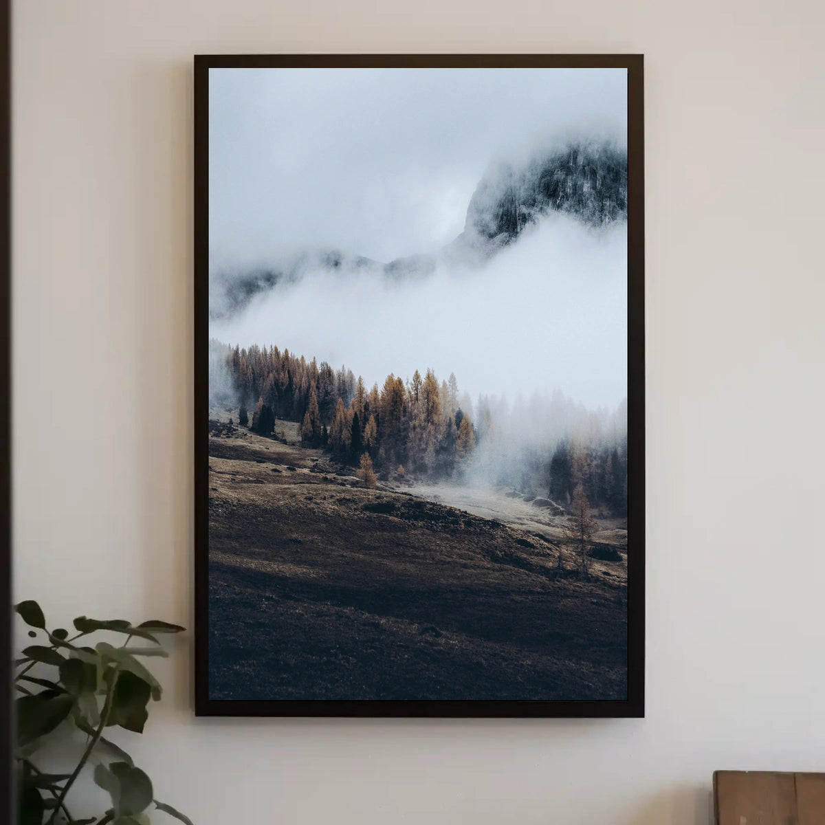 Misty Autumn Mountain Landscape Photorealistic Art Print