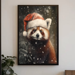 Festive Red Panda In Winter Wonderland Poster