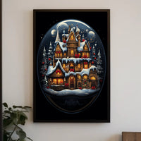 Christmas Wonderland Victorian House Festive Artistic Poster