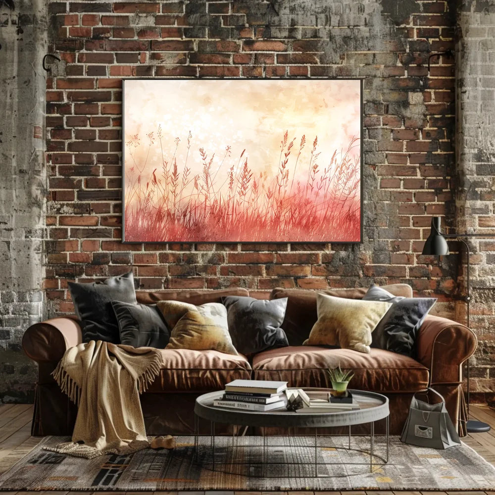 Serene Sunset Wildflower Watercolor Art Print