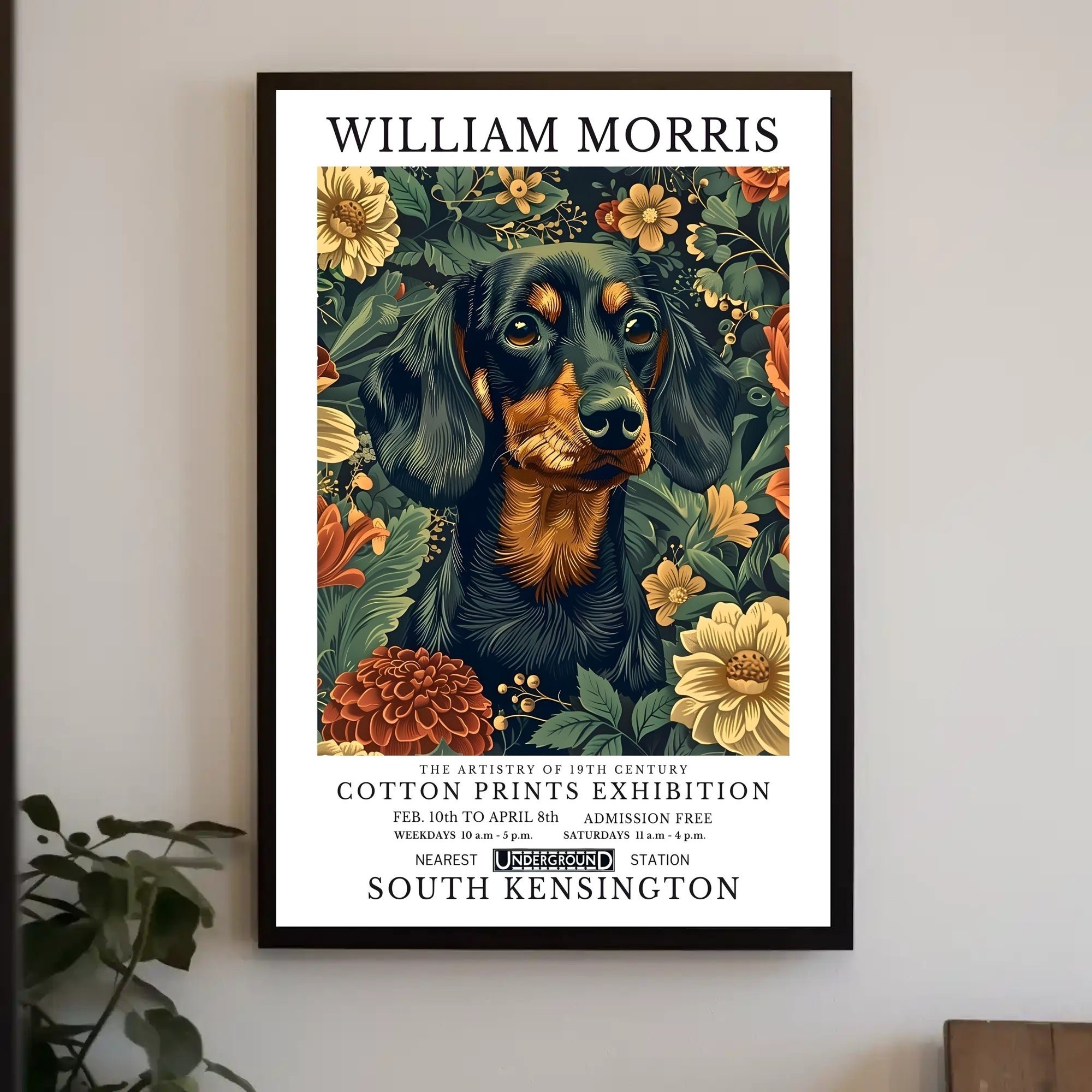 19th Century Dachshund and Floral Prints Cultural Poster