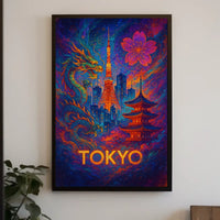 Tokyo Tower Fantasy: Vibrant Poster of Tradition & Modernity