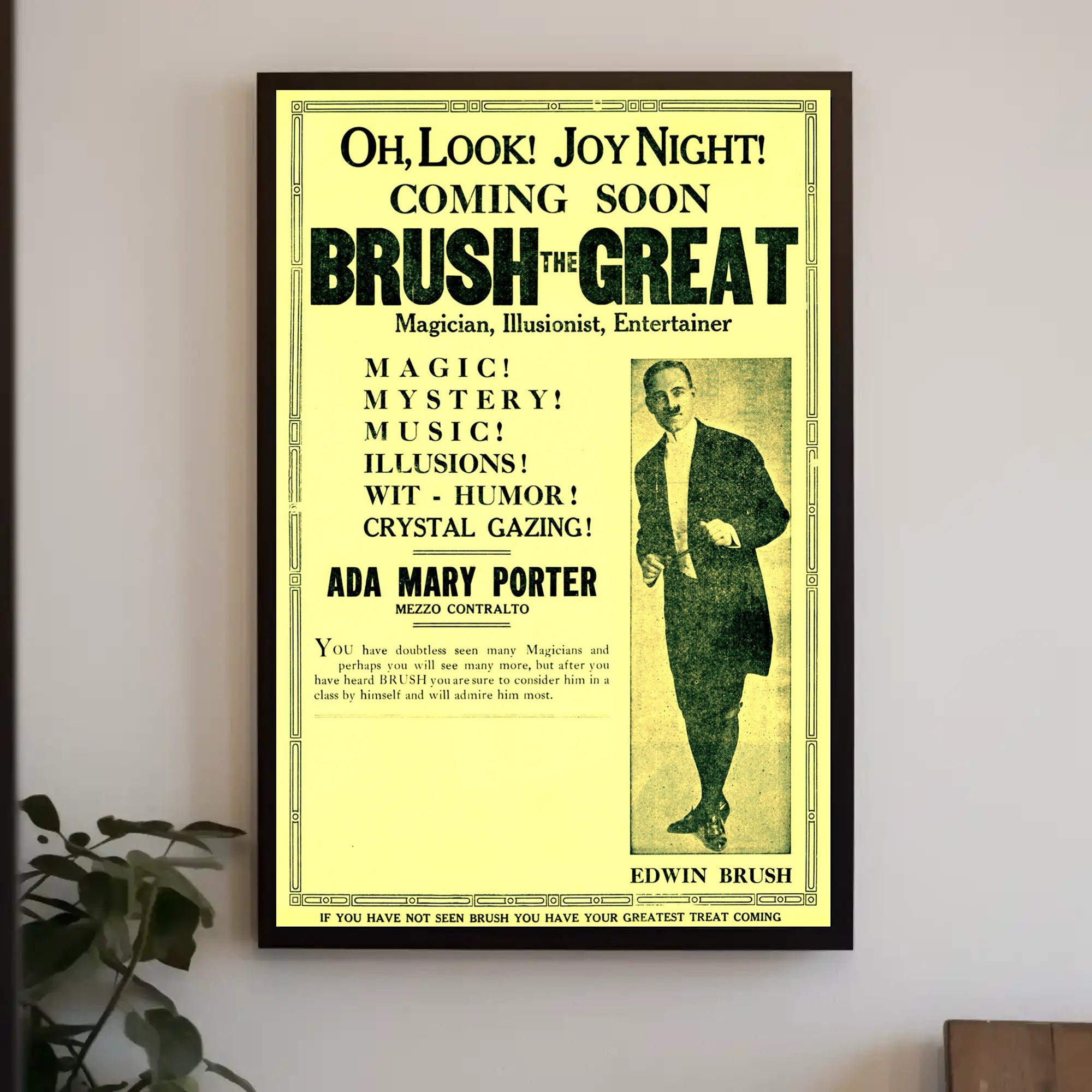 Vintage Magic Performance Poster Featuring Edwin Brush Illusionist