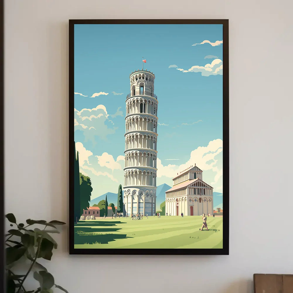 Leaning Tower of Pisa Vintage Travel Poster Art
