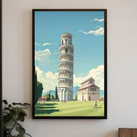 Leaning Tower of Pisa Vintage Travel Poster Art