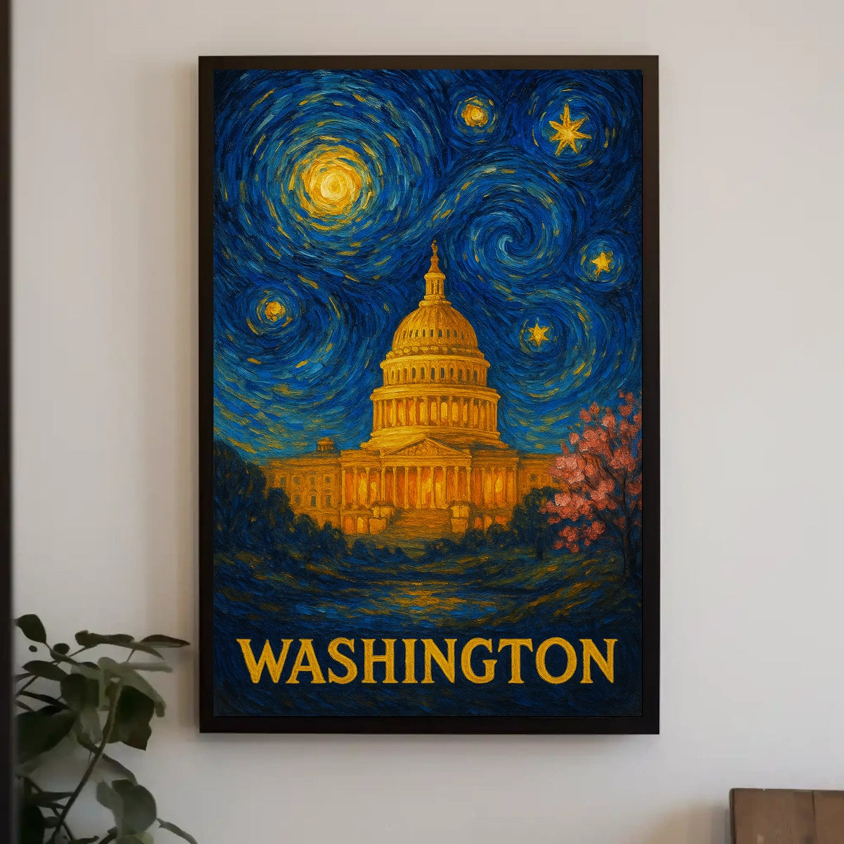 Washington Starry Night Capitol Poster