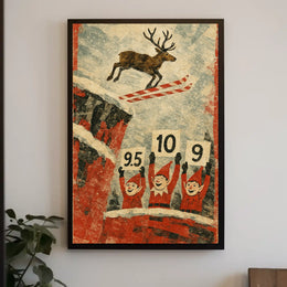 Reindeer Ski Jump Poster