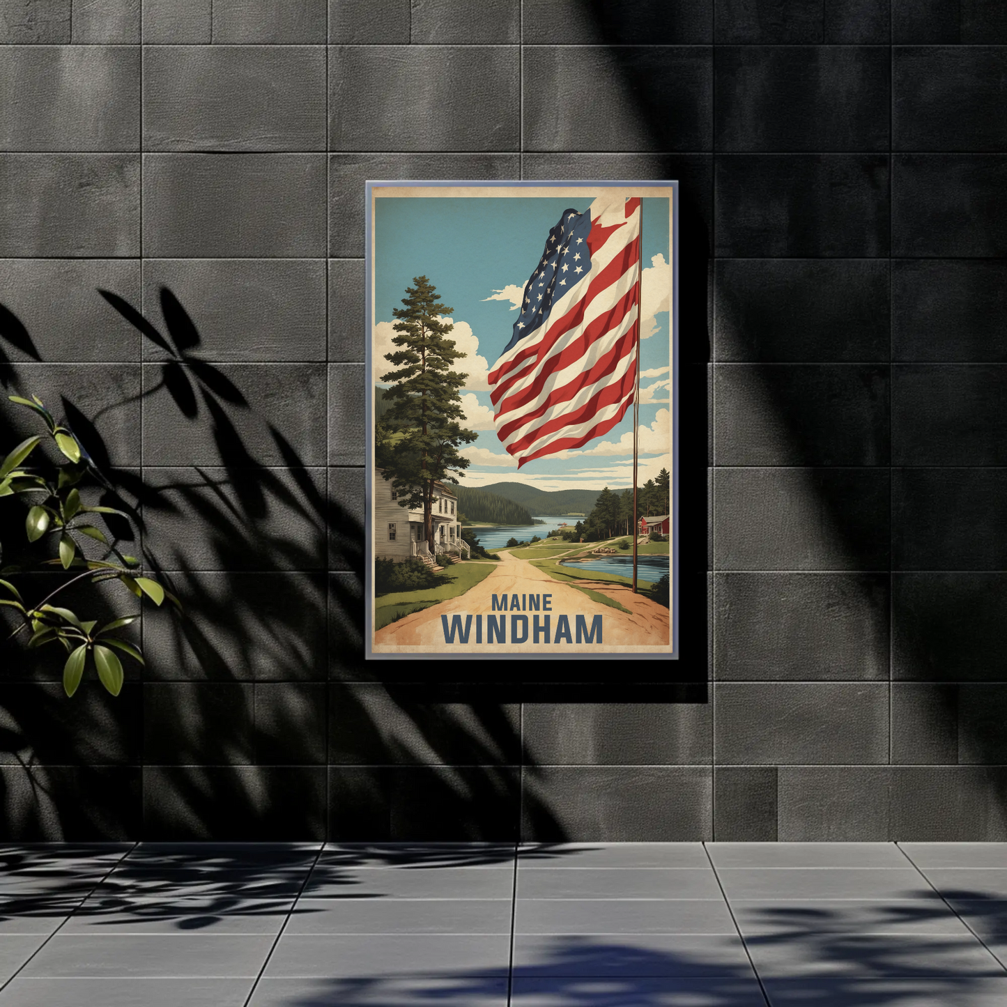 Windham New Hampshire Autumn Riverscape Vintage Travel Poster