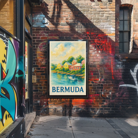 Bermuda Coastal Village Travel Poster