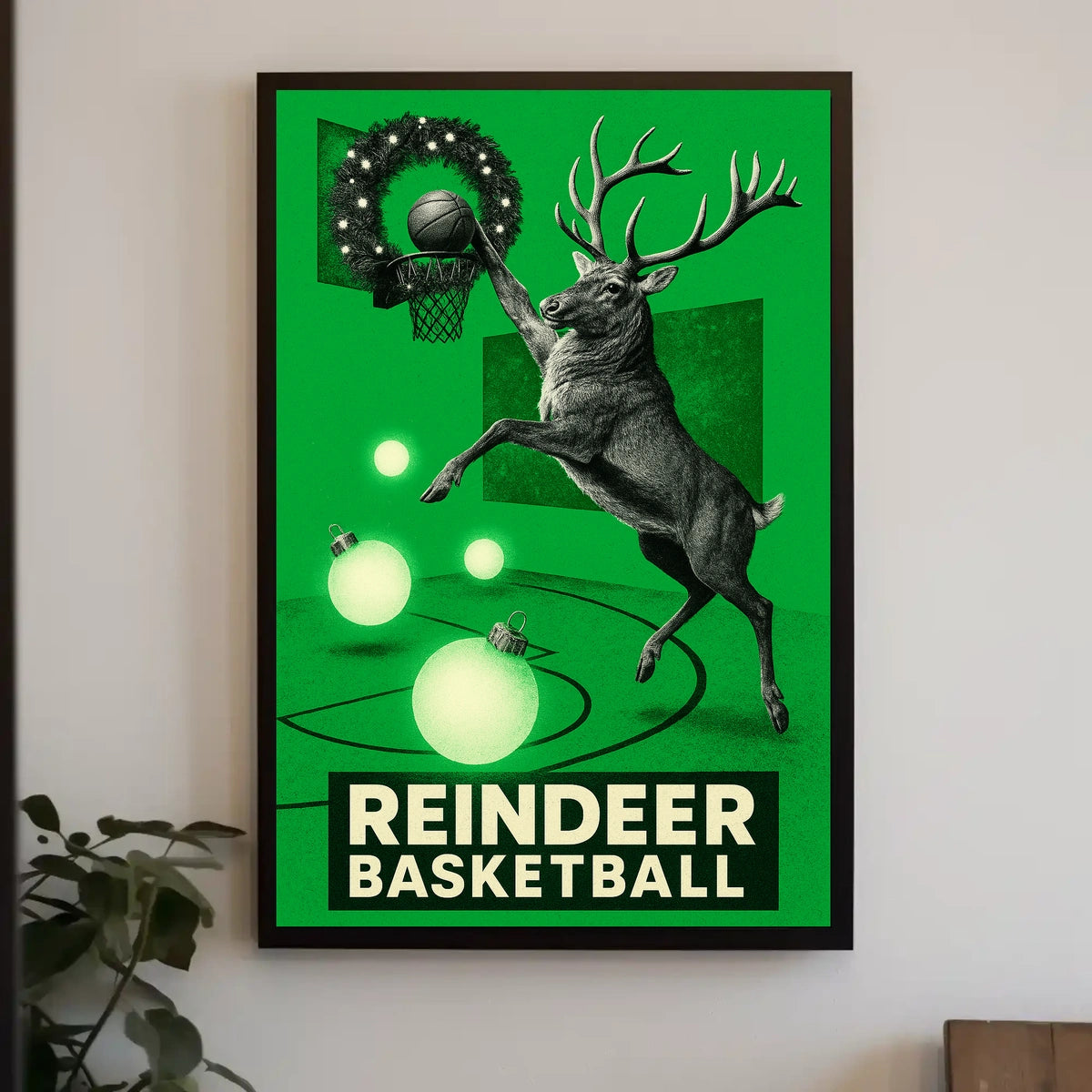 Reindeer Basketball Poster