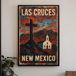Las Cruces Skyline Minimalist Digital Painting Decor Poster