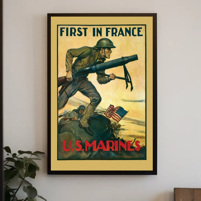 First in France U.S. Marines Poster