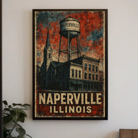 Naperville Vintage Cityscape Steampunk Heritage Poster