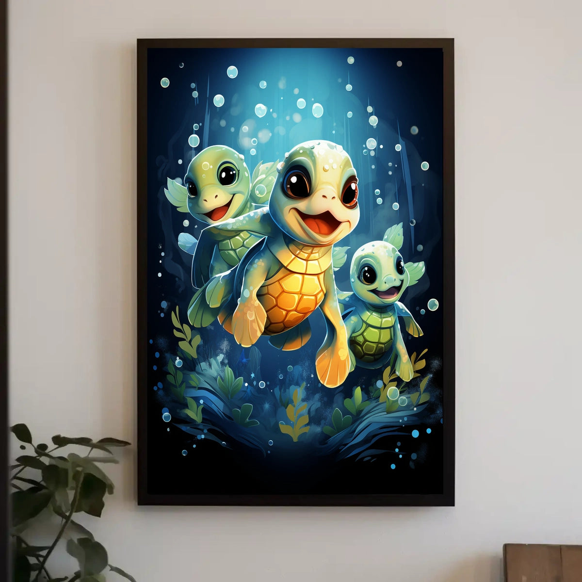 Charming Baby Sea Turtles Underwater Adventure Poster