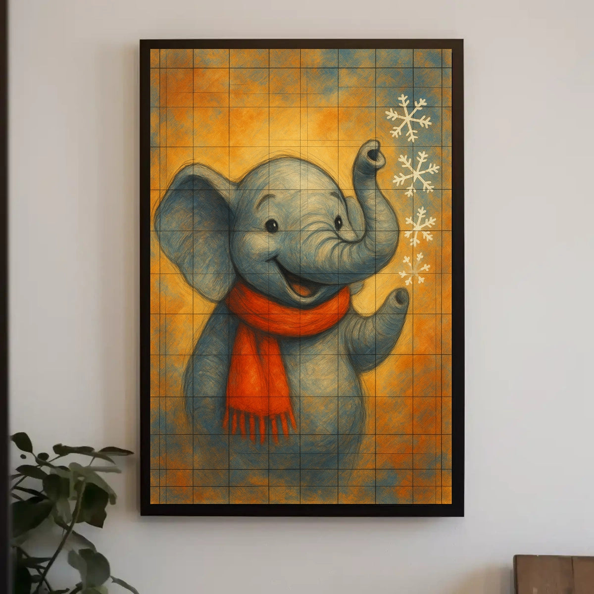 Winter Elephant Delight Poster