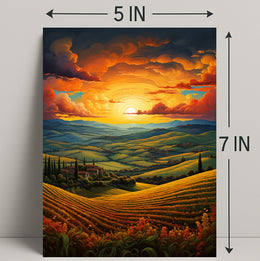 Sunset Over Rolling Hills Poster