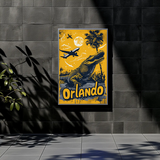 Orlando Vintage Poster - Gator and Airplanes